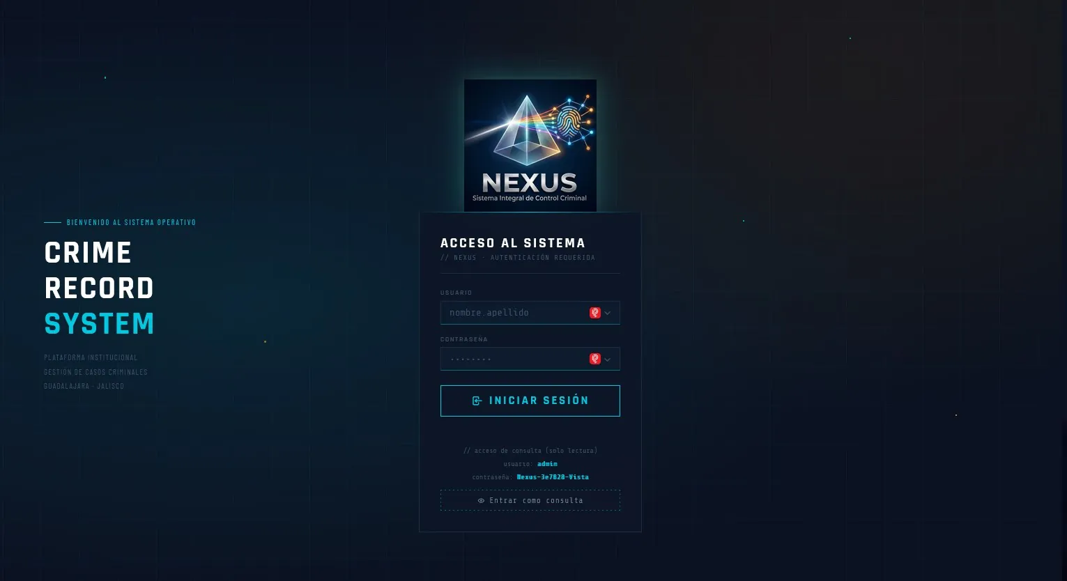 Pantalla de acceso de Nexus