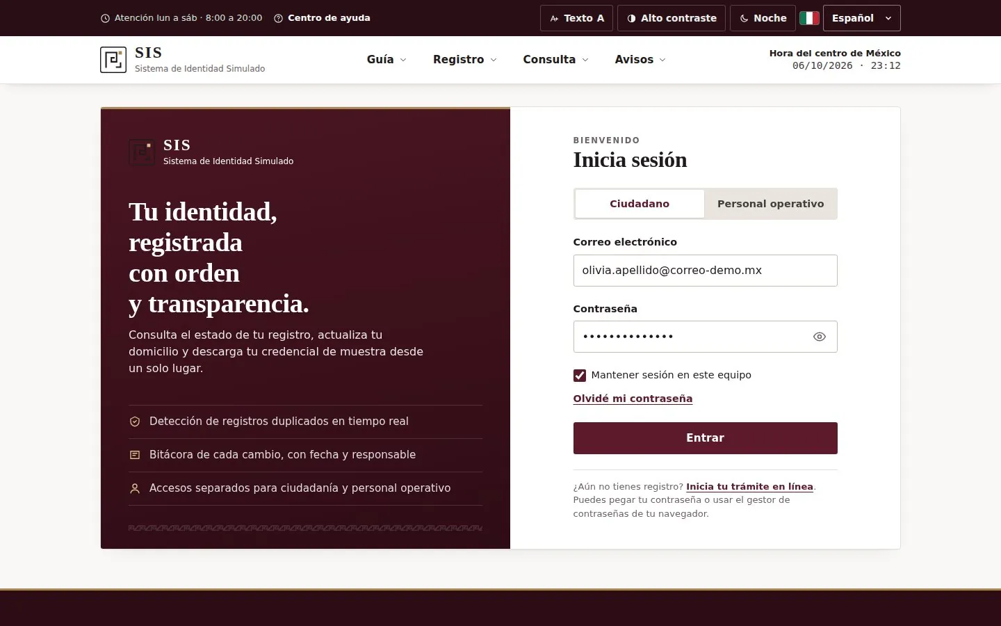 Inicio de sesión